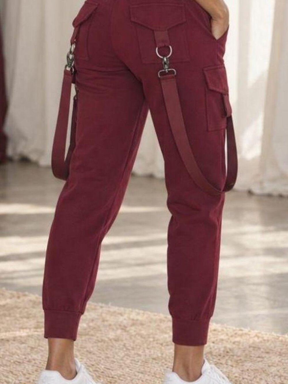 Carmar LF Burgundy Cargo Jogger Pants Detachable Straps Size 0 (Tag 4) Wine